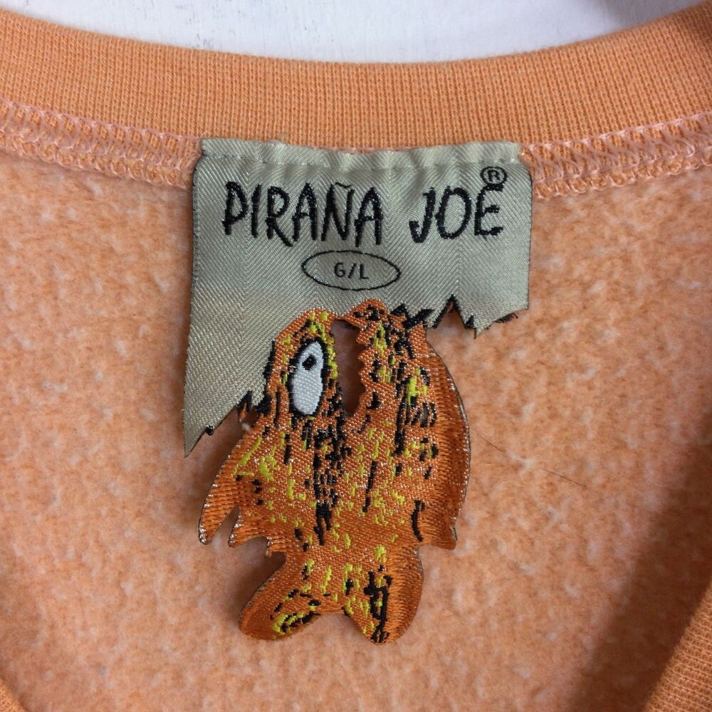 Vintage Pirana Joe Crewneck Sweatshirt from St Maarten Pastel Peach Size Large - Picture 10 of 10